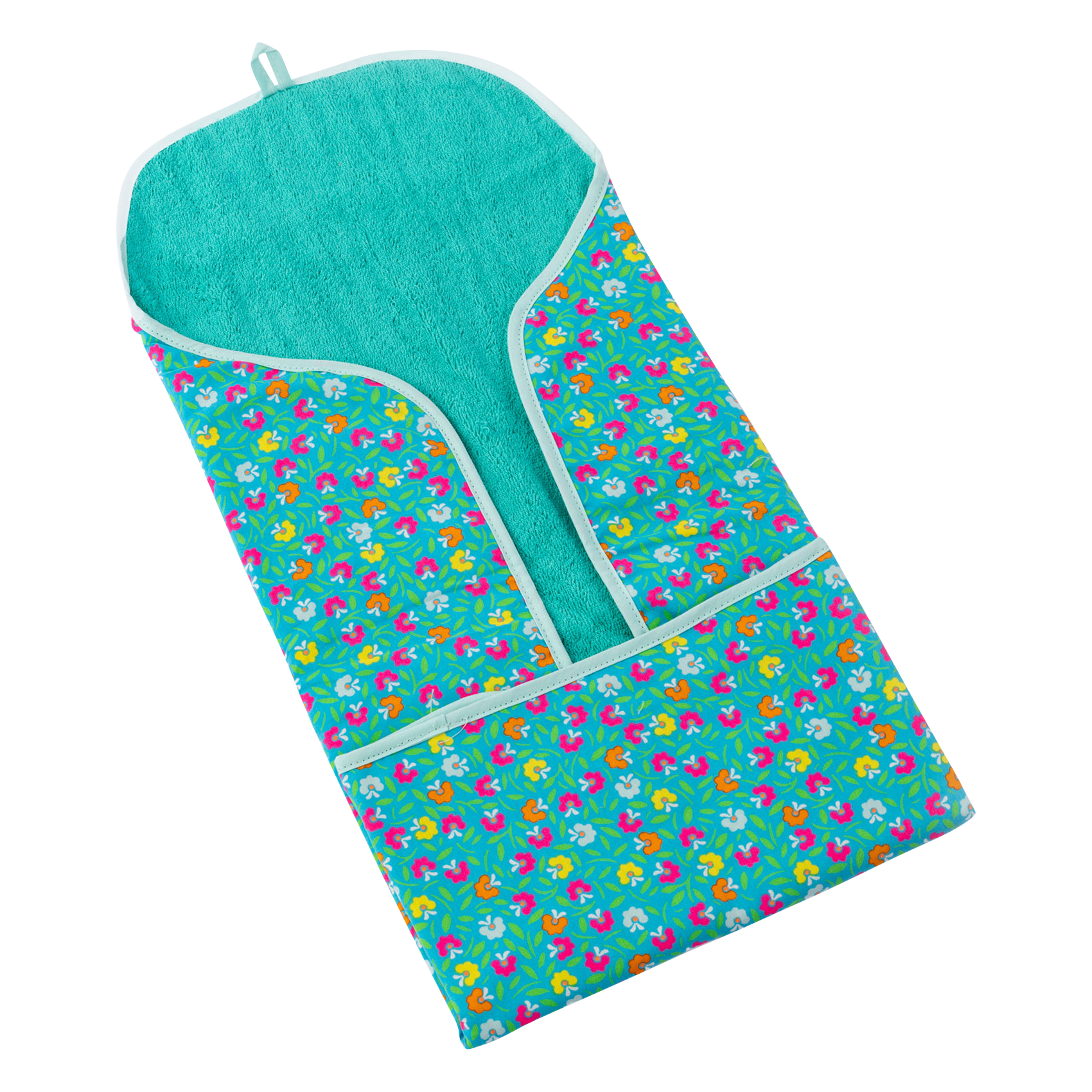 Matelas à langer de voyage imprimé fleuri en coton| Bleu
