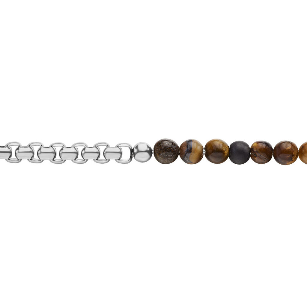 Bracelet Acier Blanc Christiano œil De Tigre Onyx