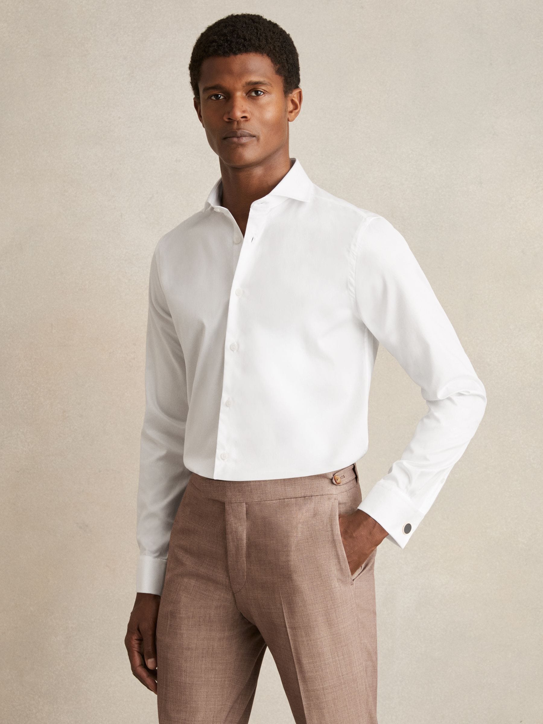 Reiss Storm Double Cuff Double-Cuff Two-Fold Cotton Shirt