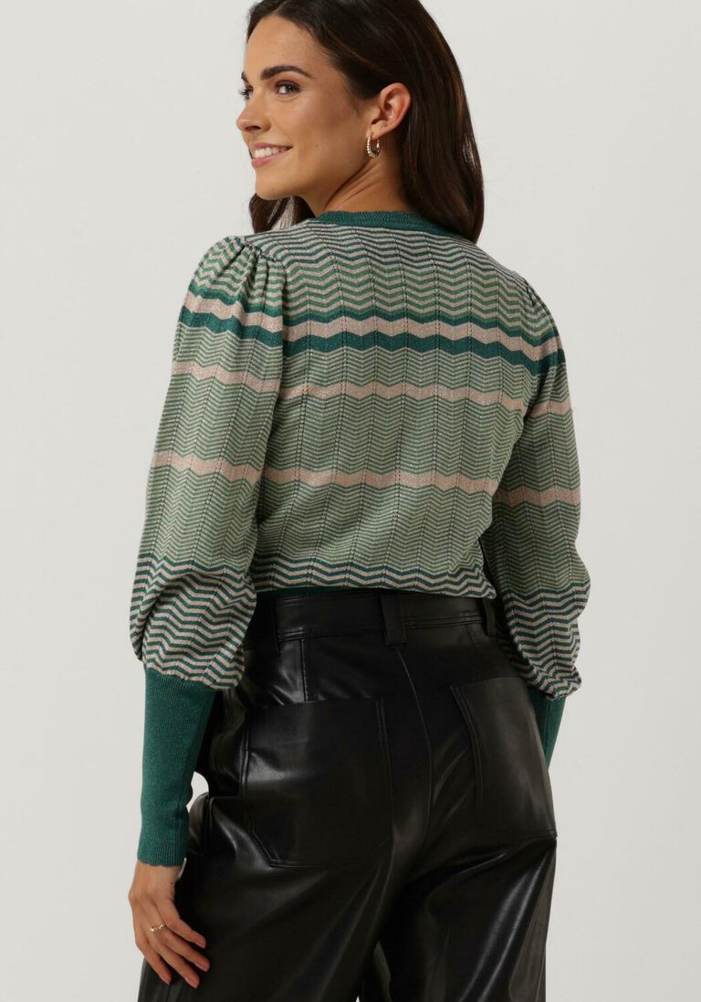 NEO NOIR groene neo noir trui dary stripe knit blouse
