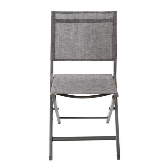 Chaise pliante ERIS en aluminium et toile gris chiné - 57x47x88 cm