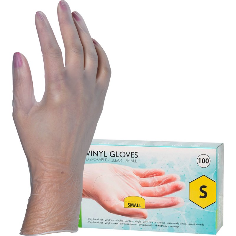 Gants vinyle non poudré transparents - Boîte de 100 gants