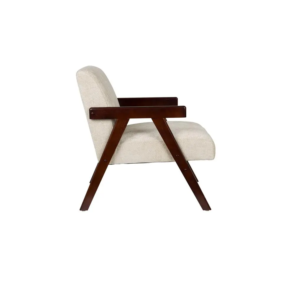 Housecraft Living Panadero Fauteuil met armleuning Hout Bruin donker/ Beige