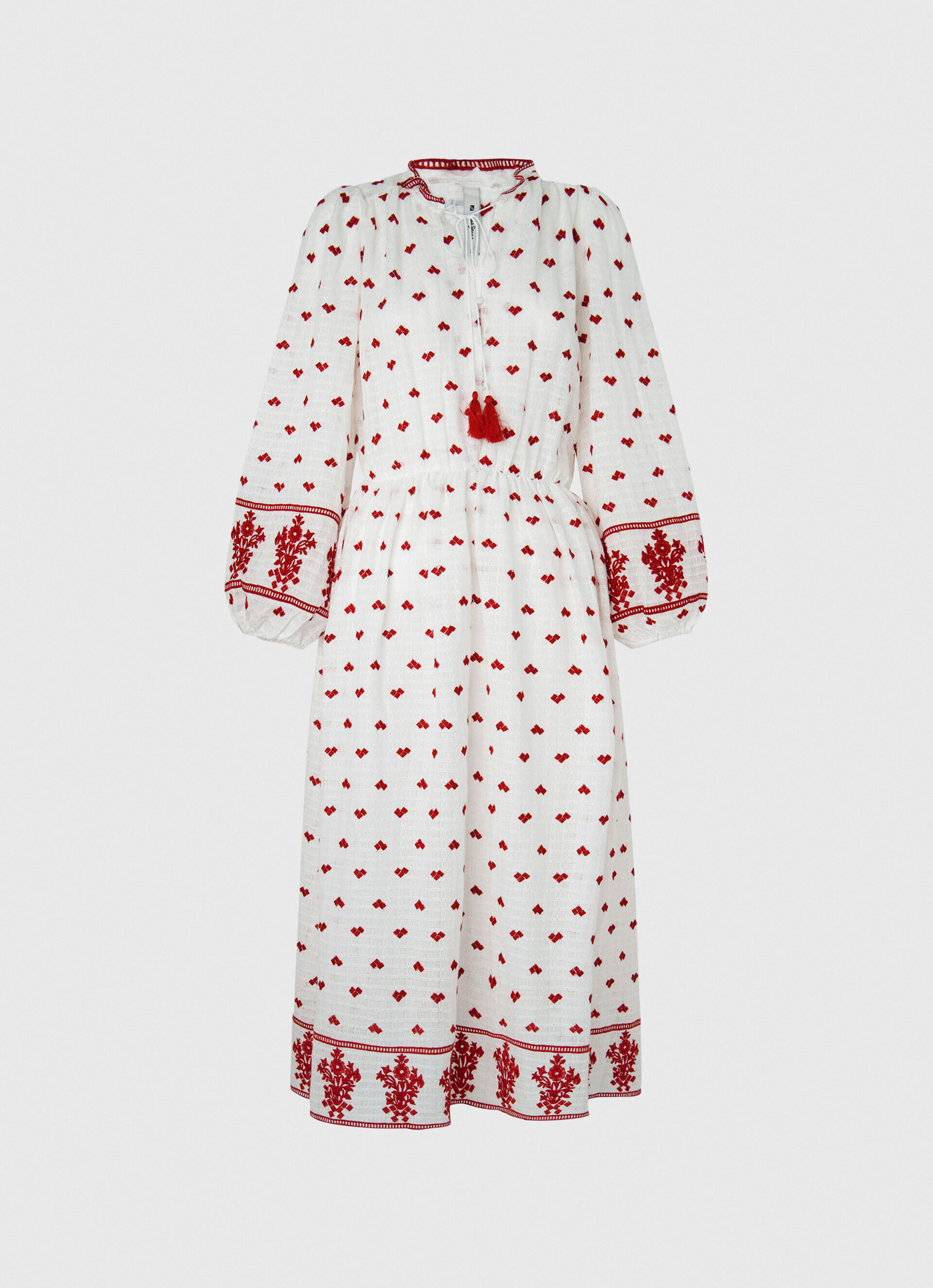 VESTIDO FOLCLÓRICO BORDADO - branco