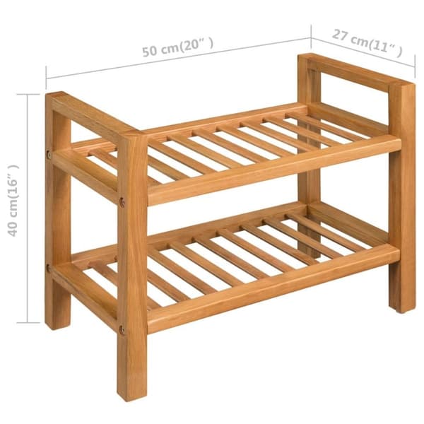 vidaXL Skostativ med 2 hyller 50x27x40 cm heltre eik