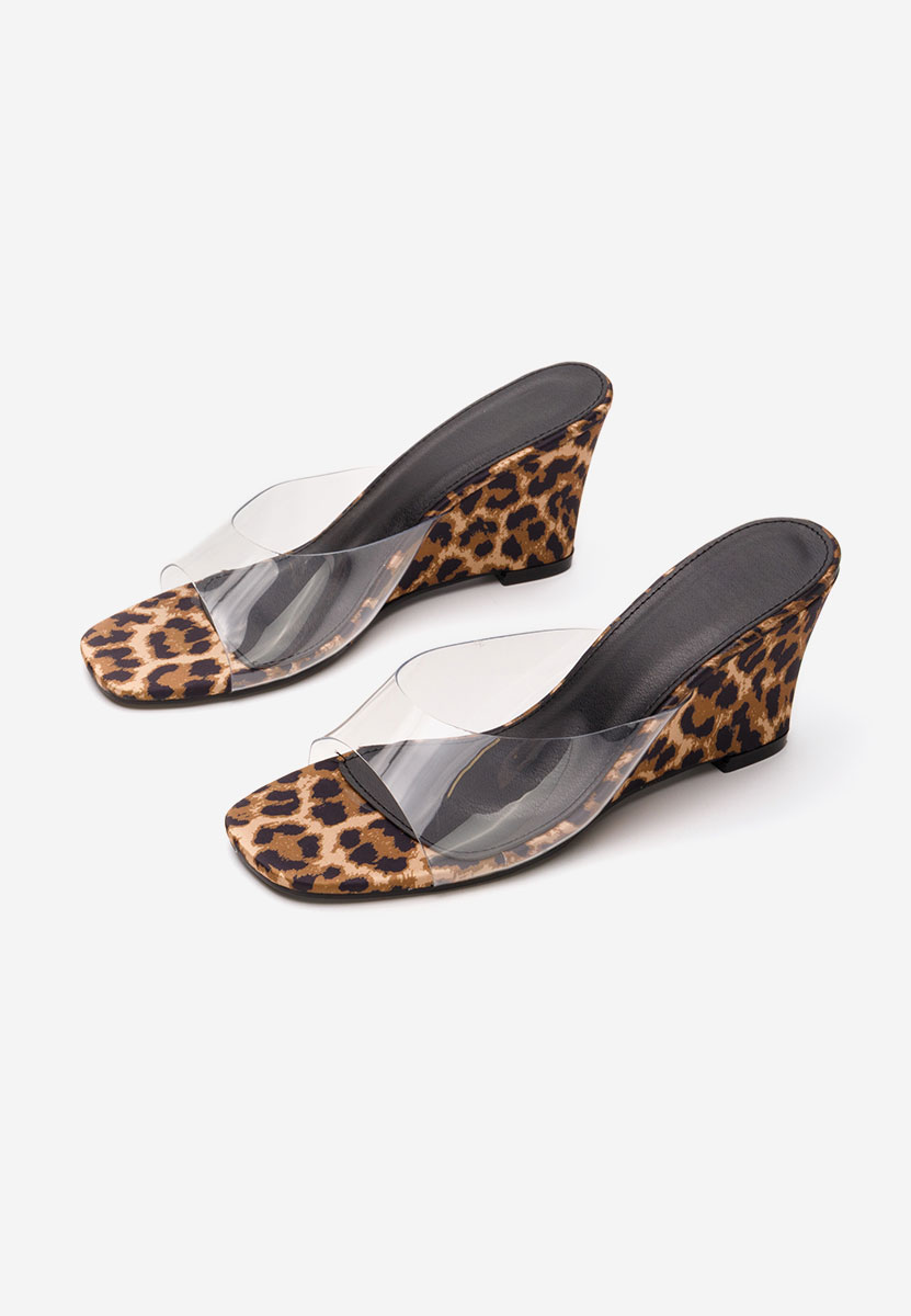 Mules compensées femme leopard Glorya
