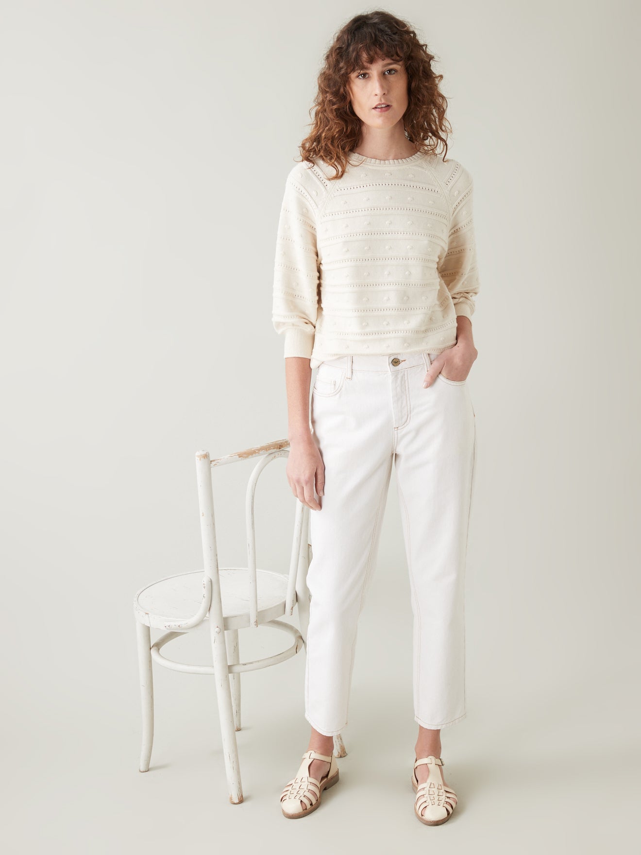 Pull plumetis pois femme coton et cachemire