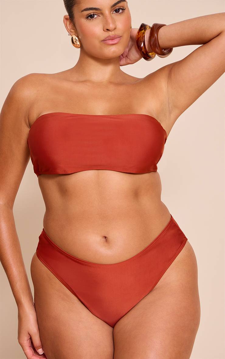 Chocolat Bas De Bikini Grande Taille Mix & Match Taille Haute Coupe Échancrée