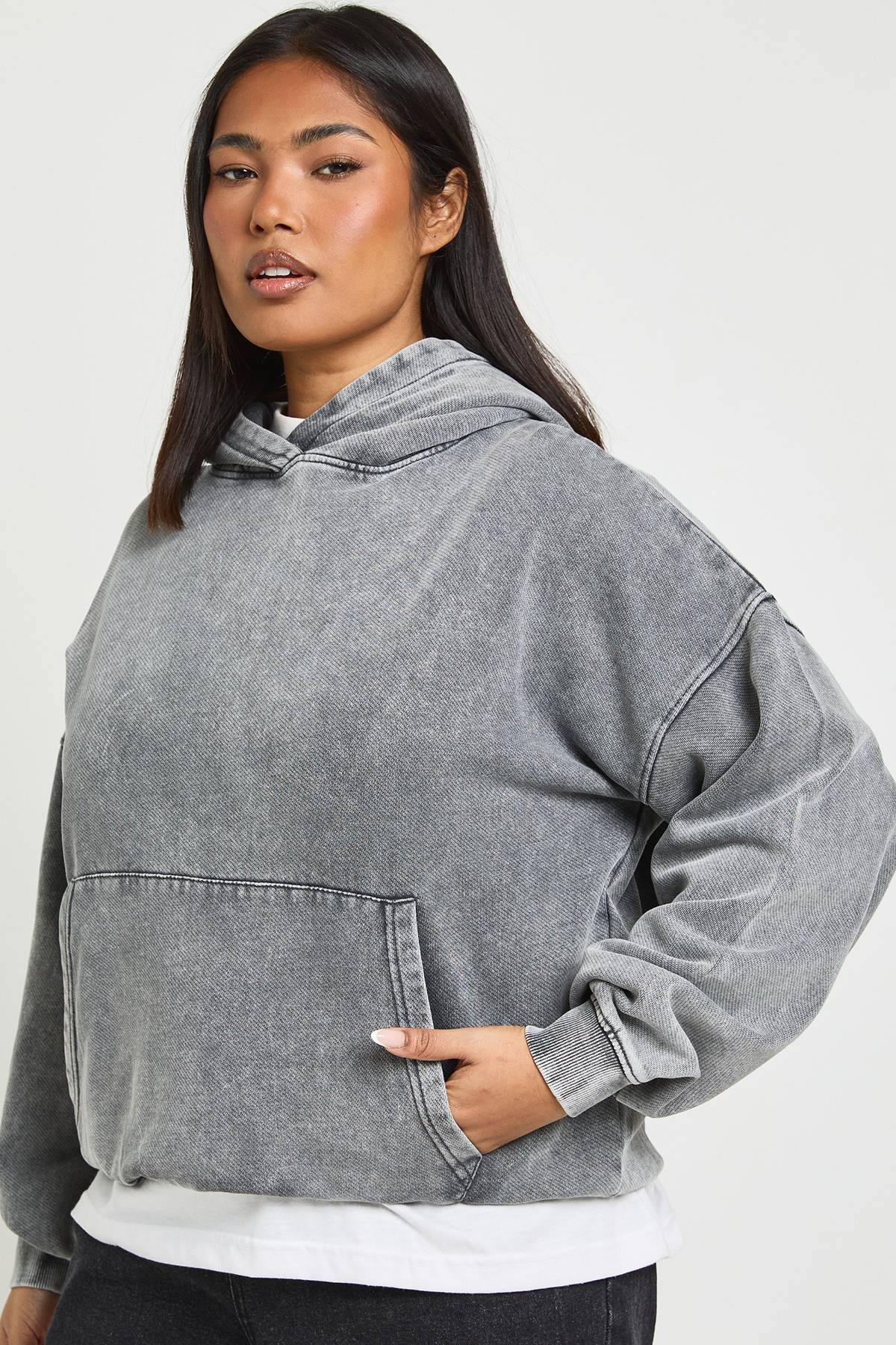 boohoo Sweat à Casynthétiqueche Oversize Délavé à l'Acide Grande Taille