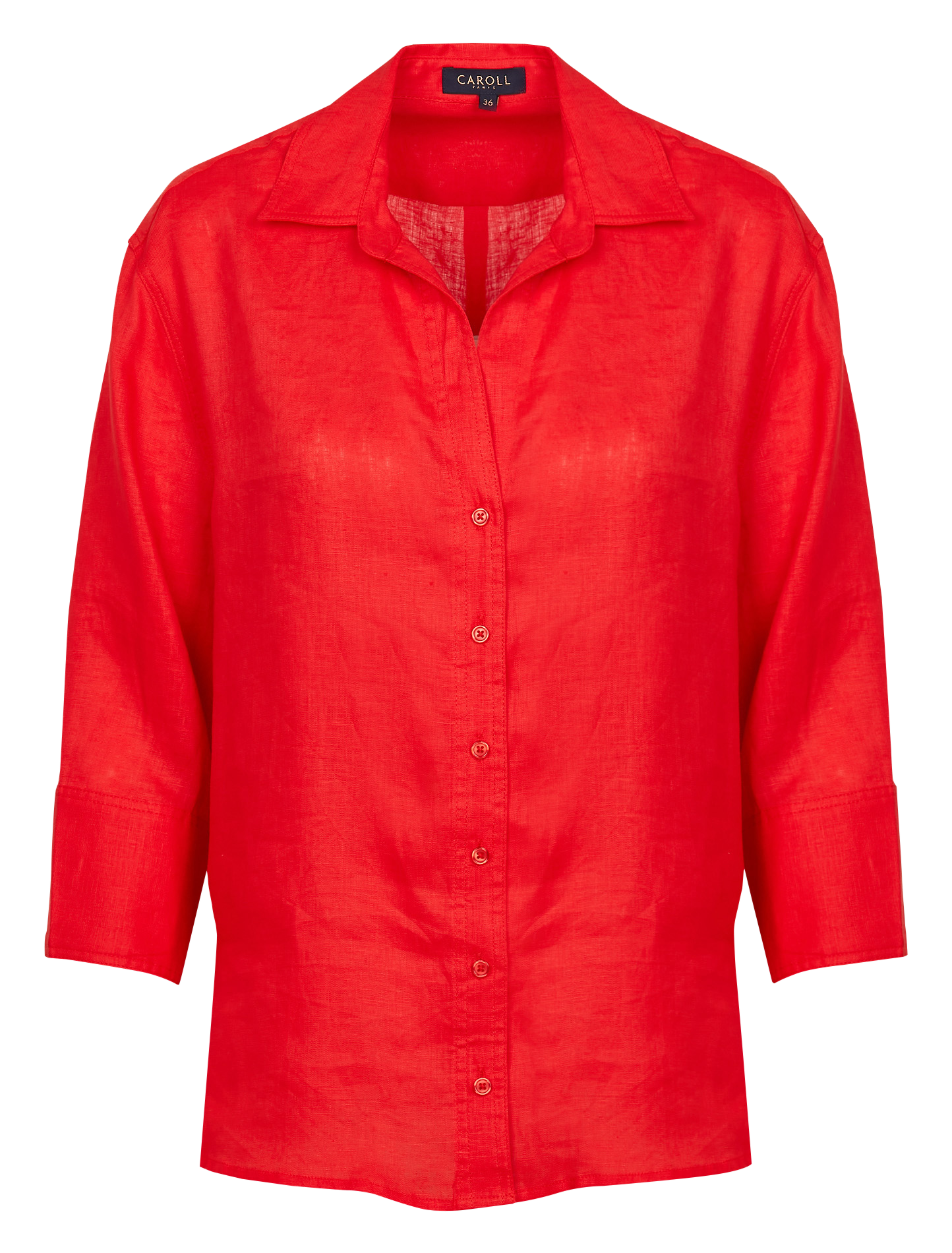 CORALINE - Chemise droite col classique en lin | Rouge