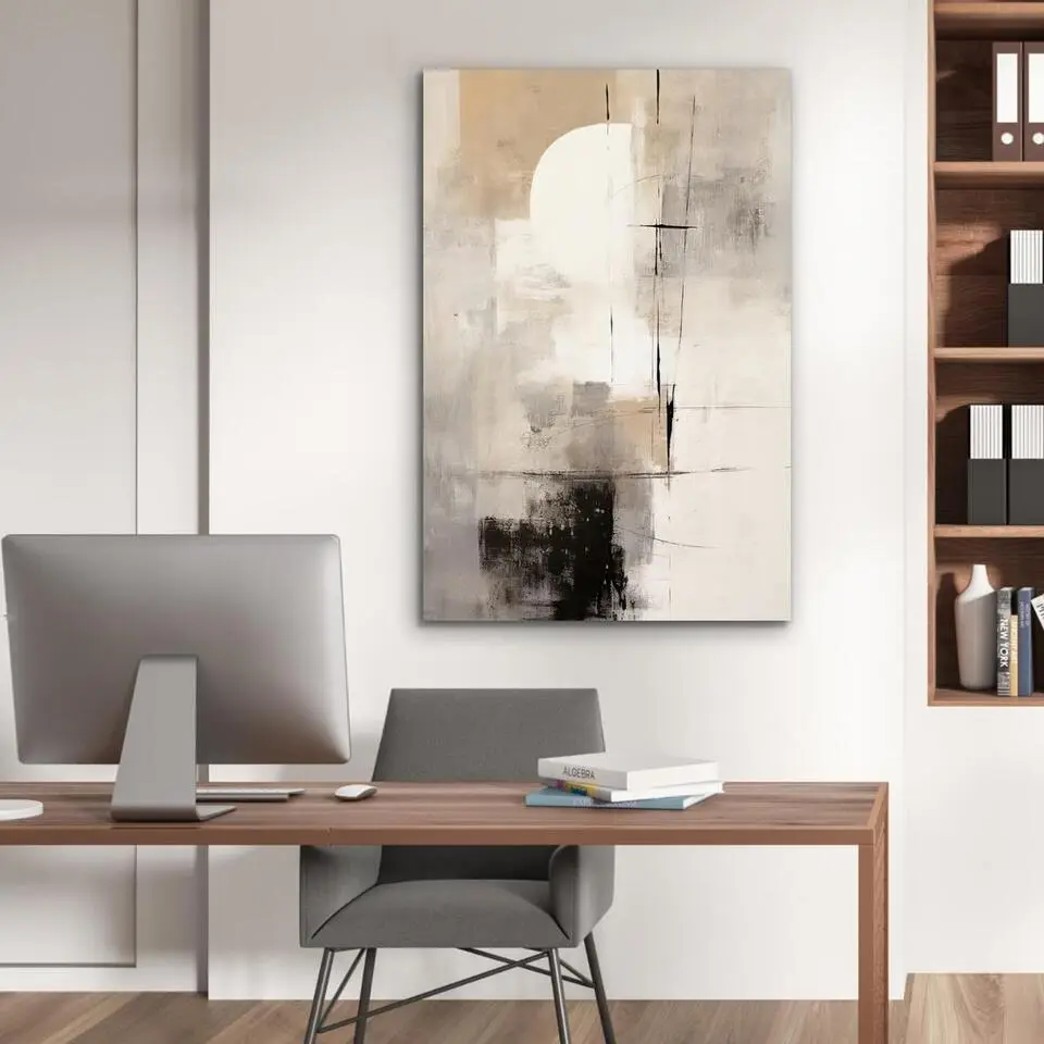 MuchoWow Aluminium Schilderij 60x90cm Abstract Kunst Grijs