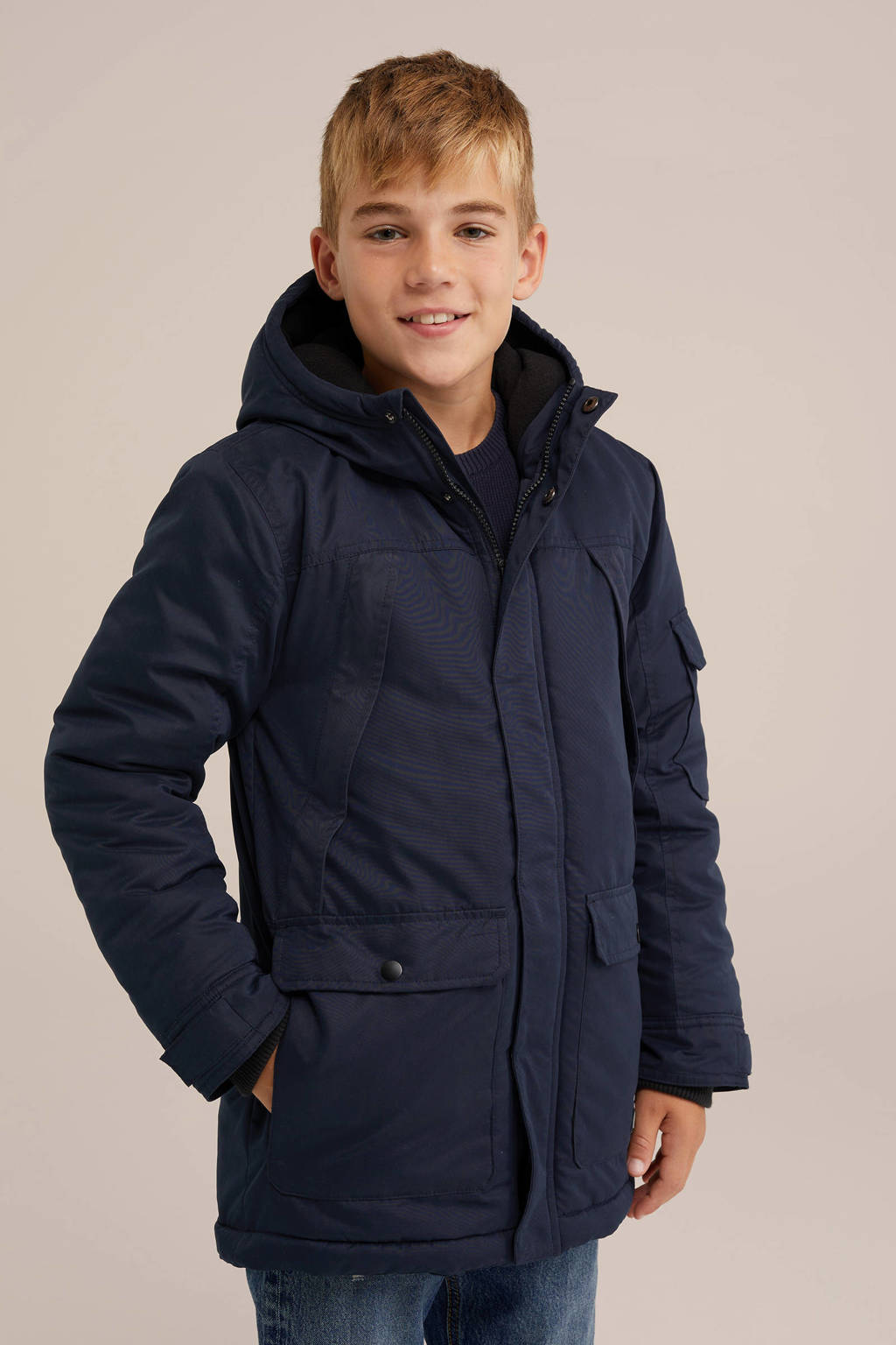 WE Fashion winterjas donkerblauw