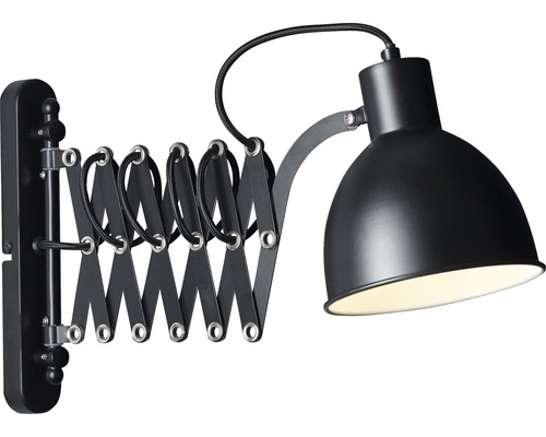 Wandlamp, 1-lichts, HxBxD 25,5x15,2x60 cm, Sandra, zwart/mat, uitschuifbaar