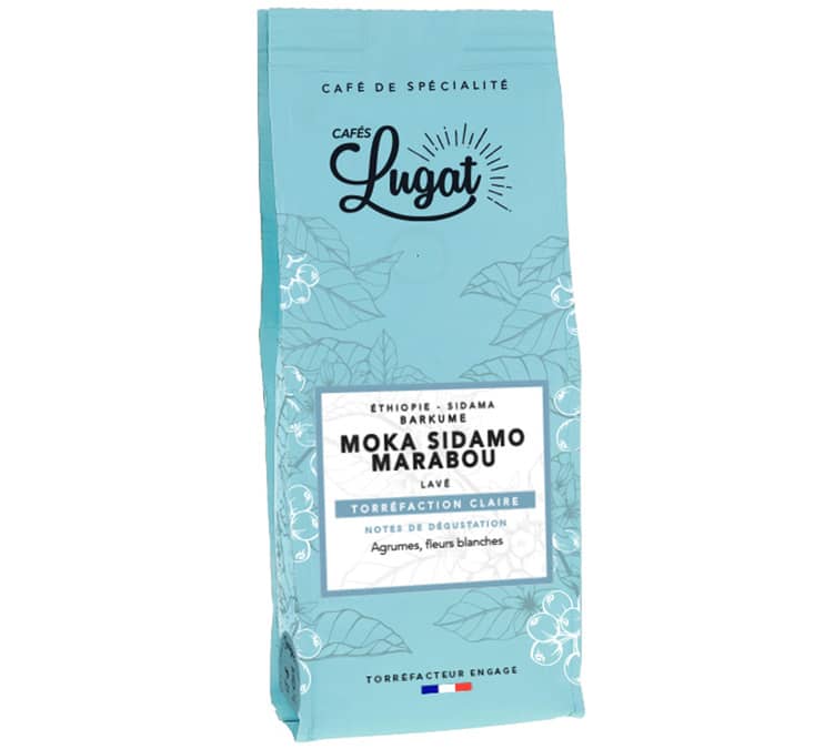 Café moulu pour cafetière italienne : Ethiopie - Moka Sidamo Marabou - 250g - Cafés Lugat