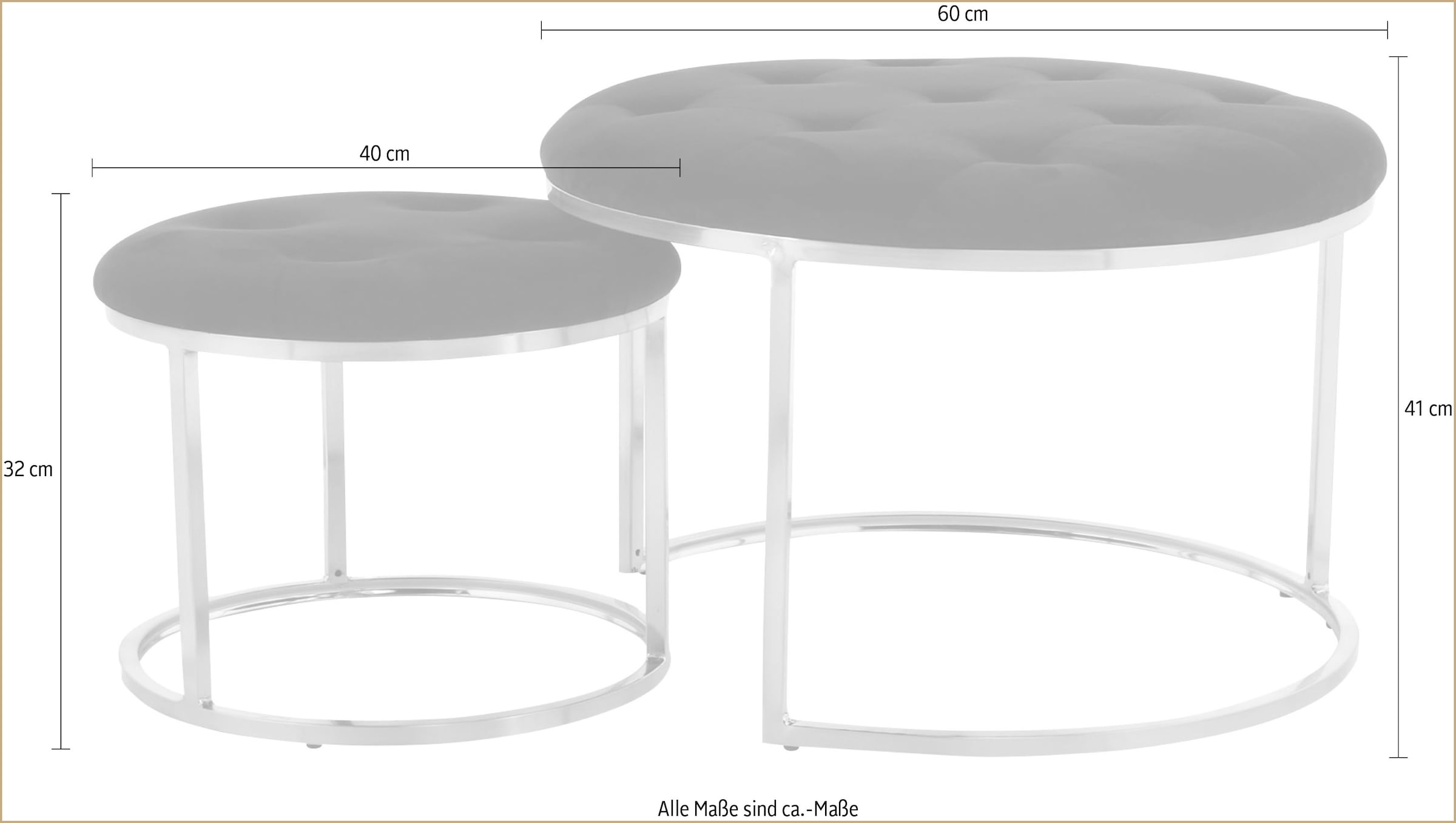 Kayoom Polstergarnitur »Hocker Becky 825 2er-Set, runde Form, angesagter Retro-Stil« Set, Hocker 1: B 60 cm/H 41 cm/T 60 cmHocker 2: B 40 cm/H 32 cm/T 40 cm, 2 Stk. tlg. vielseitig verwendbar, modern, pflegeleicht, runde Form