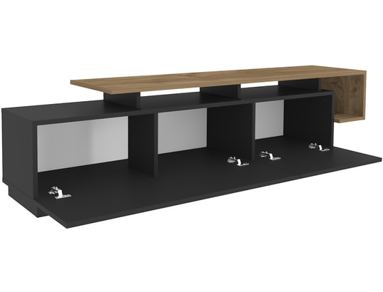 CONCEPT1 - Meuble TV Pia - Noir, Noyer 180 x 46,4 x 38,9
