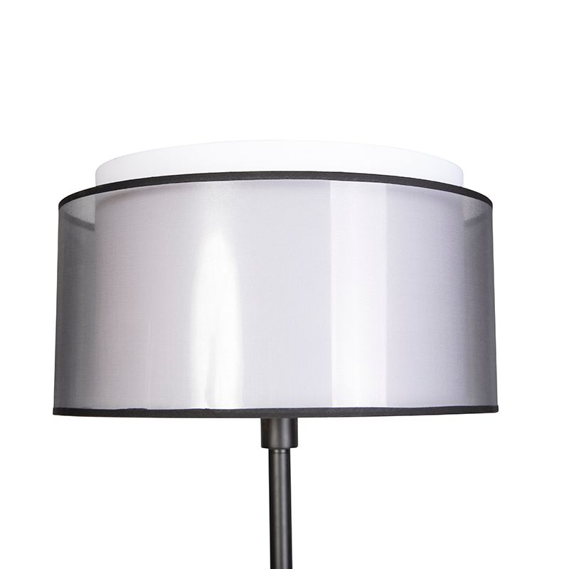 Design vloerlamp zwart met zwart-wit kap 47 cm - Simplo