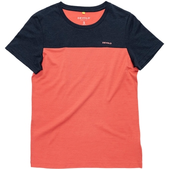 Devold Classic Linear Tee Funktionsshirt Kurz Ink / Coral Damen