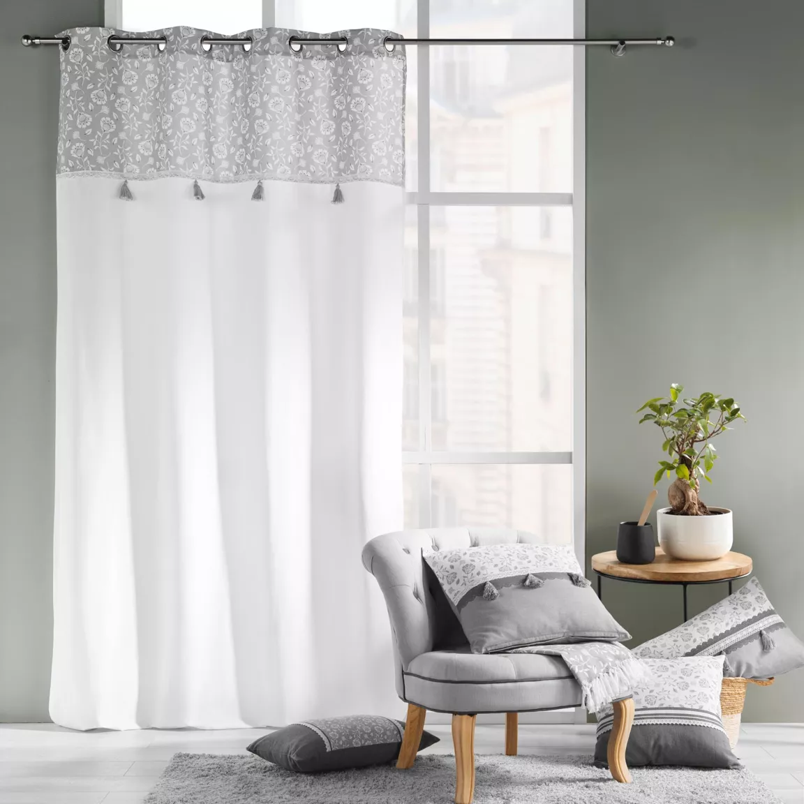 Rideau œillets (140 x 240 cm) Flavie Gris