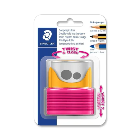 STAEDTLER® Doppelspitzdose mit Faltenbalg gelb/beere