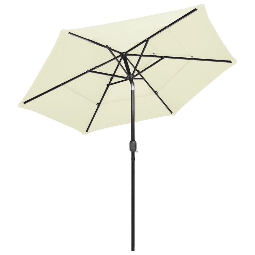 Parasol à 3 niveaux avec mât en aluminium 2,5 m sable