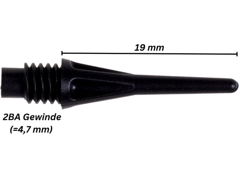 Karella Softspitzen PRO-TIP 100 Stück – Schwarz Softdart-Spitzen 2BA Gewinde (4.7 mm)