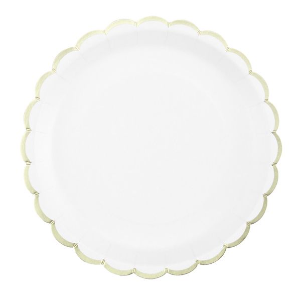 Tim E Puce Pratos 23cm com rebordo Dourado - Branco 8 un. - 550676055