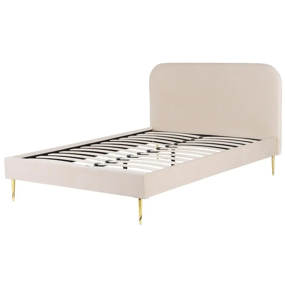 FLAYAT - Tweepersoonsbed - Beige - 140 x 200 cm - Fluweel