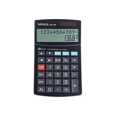 Calculatrice de bureau Maul MTL 600 - 12 chiffres - panneau solaire et pile - noir