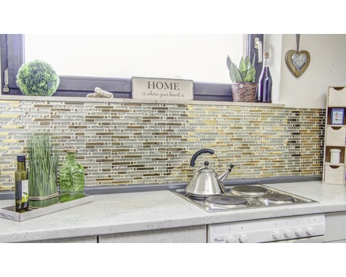 Glasmozaïek met metaal Kristal XCM GV918 29,8x33,8 cm goud