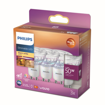 Philips LED spot 50W 3 stuks warmglow dimbaar