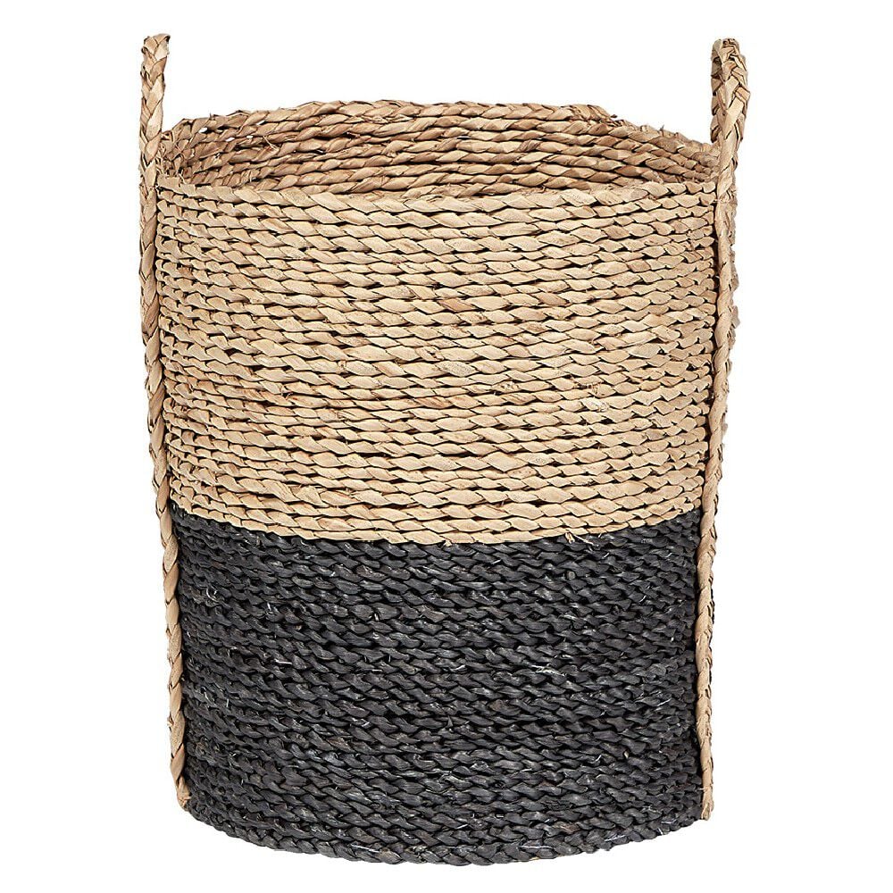 Panière de rangement ronde en fibre de maïs noir naturel taille M