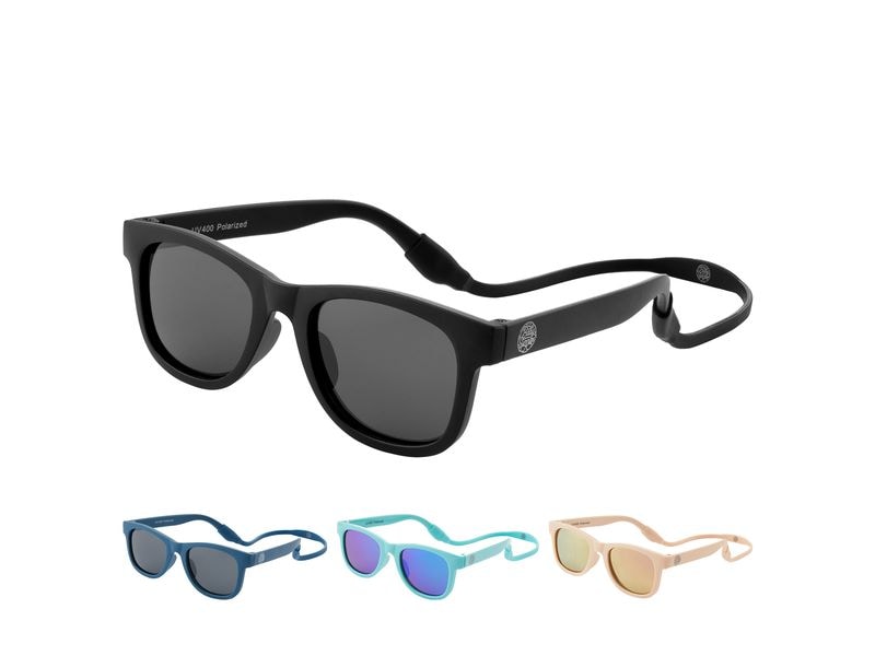 Baby Sunnies Baby-Sonnenbrille mit Band Schwarz Flexibel und polarisiert für 0-24 Monate