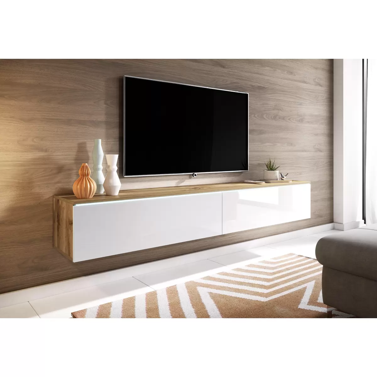 Lowboard Elegance Eiche,weiss