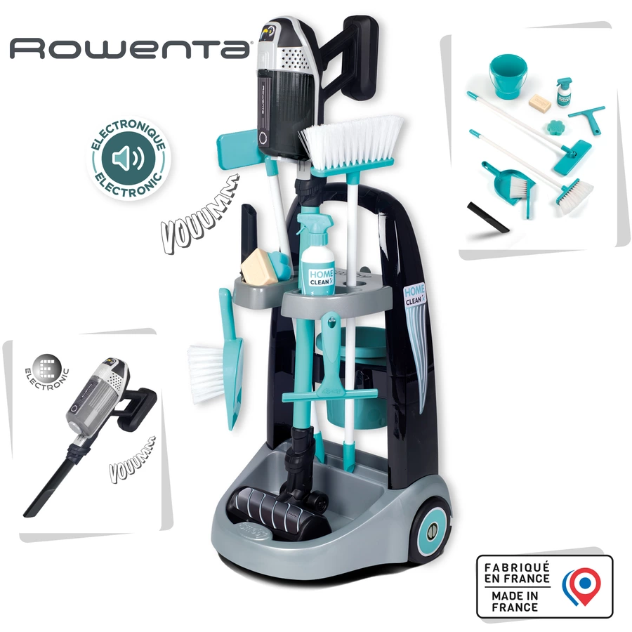 Smoby Rowenta Reinigungstrolley mit Stielstaubsauger