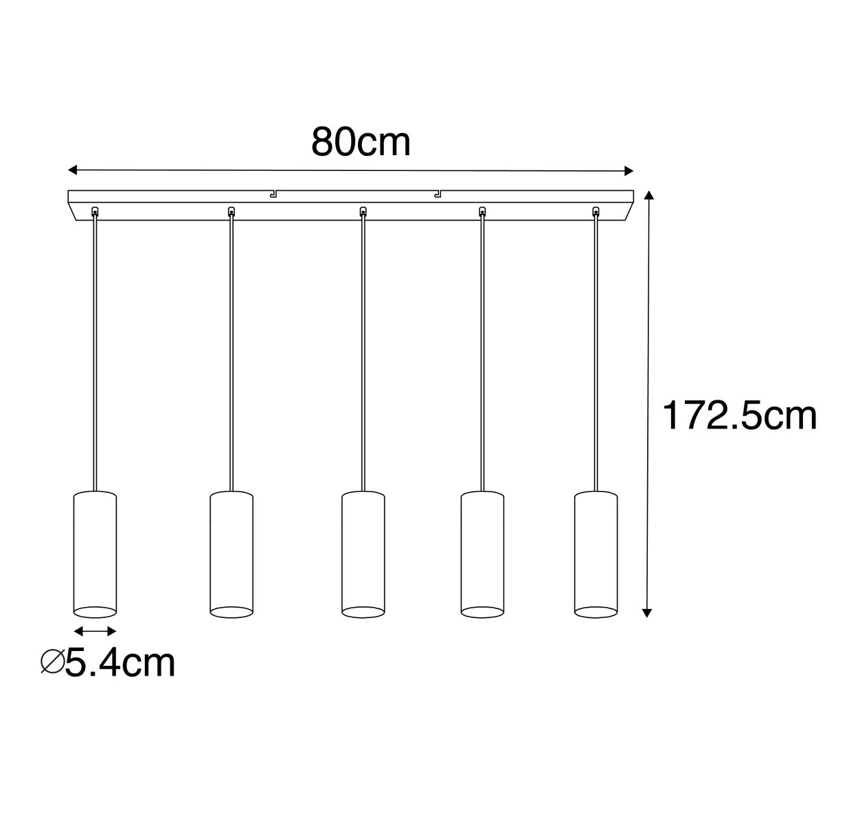 Moderne zwarte hanglamp met 5 lampen - Jeana