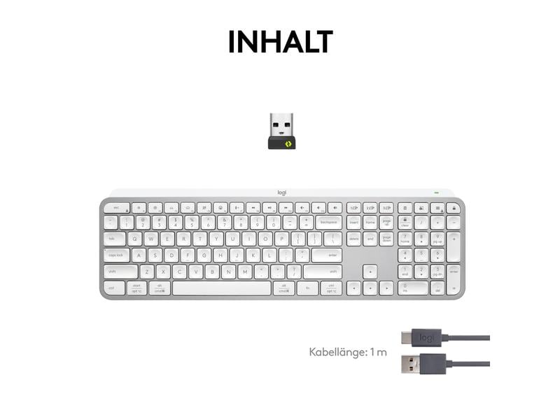 Logitech Tastatur MX Keys S CH-Layout Komfortable Tastatur mit Multi-Device Kopplung und intelligenter Beleuchtung