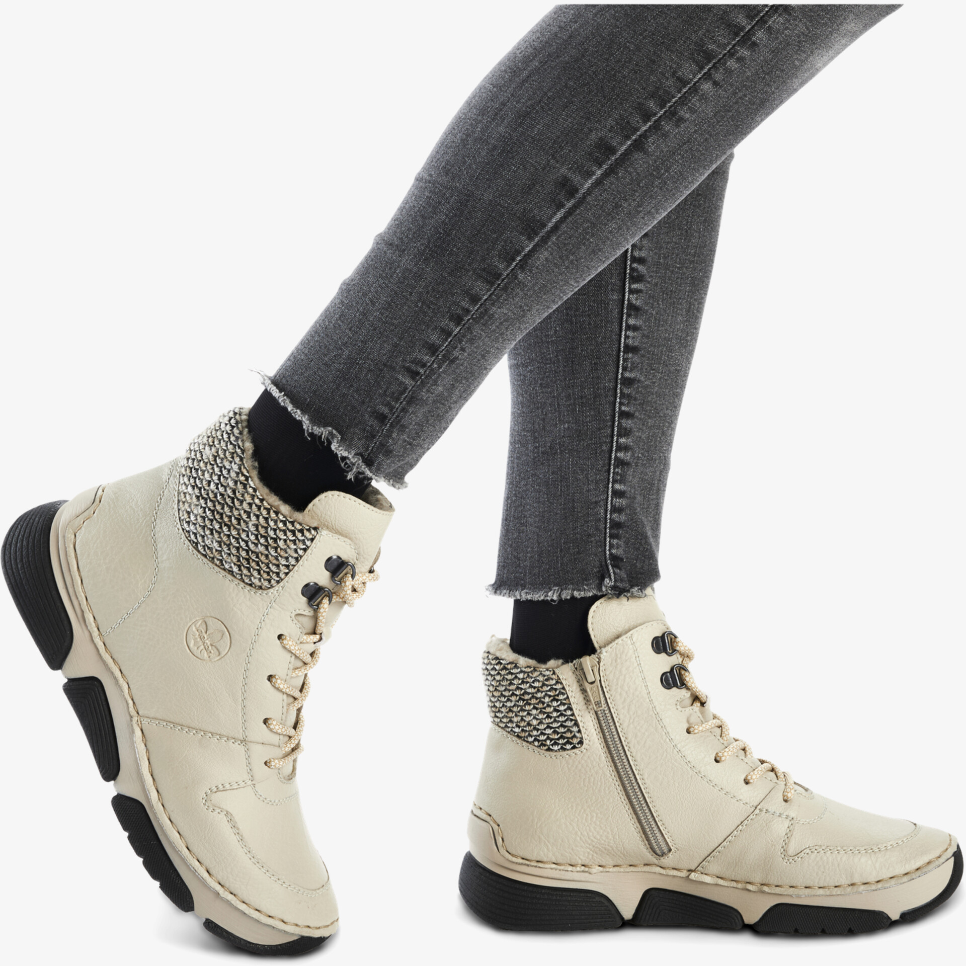 rieker Damen Schnürstiefeletten weiß