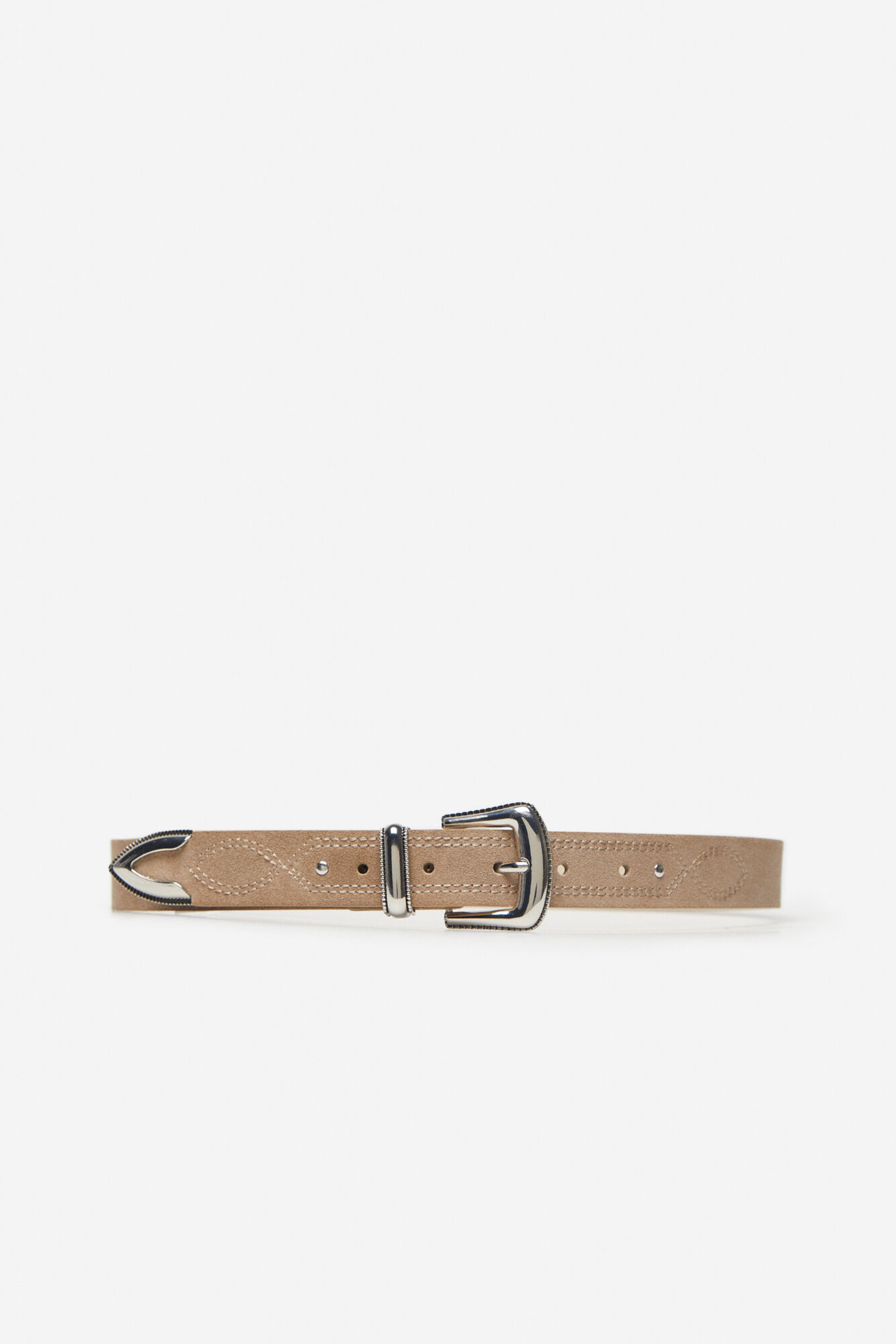Cinto estampado com pesponto - Bege