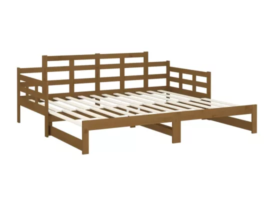 Lit coulissant sans matelas marron miel 2x(90x190) cm