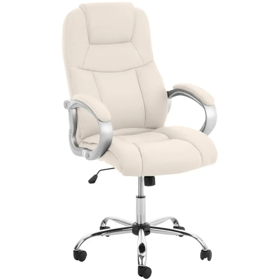 CLP Bureaustoel Apoll XL chroom Frame - Kunstleer - creme