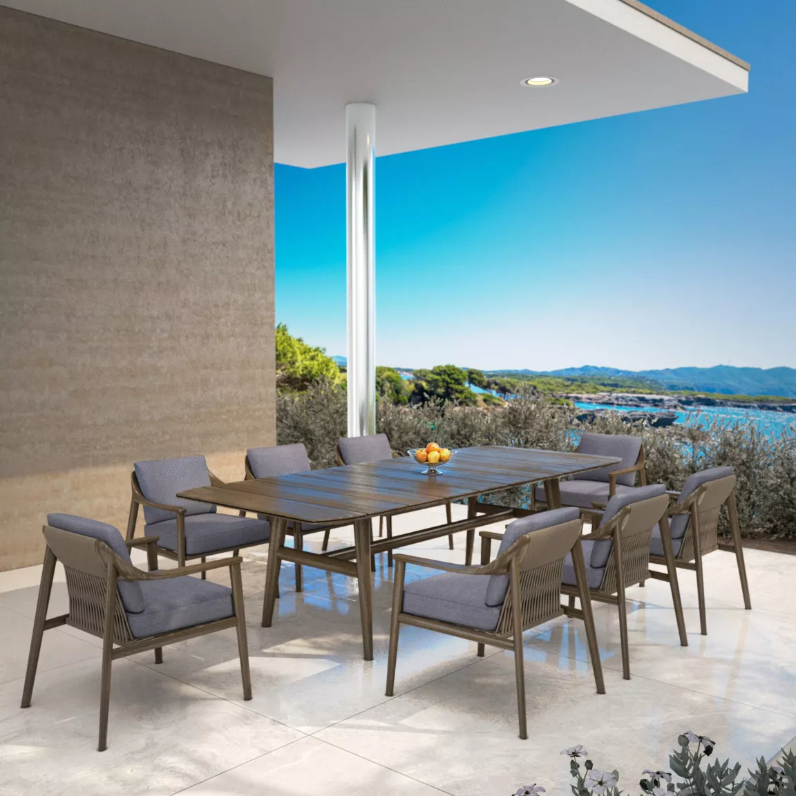 Fauteuil de jardin en bois teck Cap Ferrat Gris