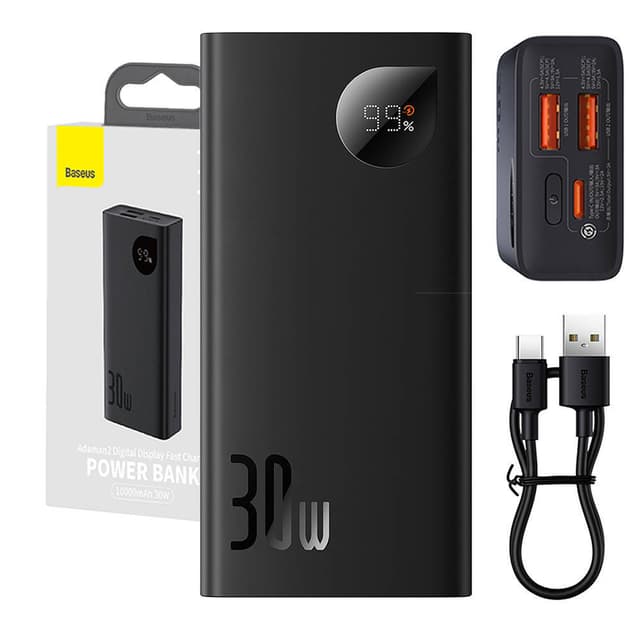 Powerbank Baseus Adaman2 10000mAh, 2xUSB, USB-C, 30W (sort)