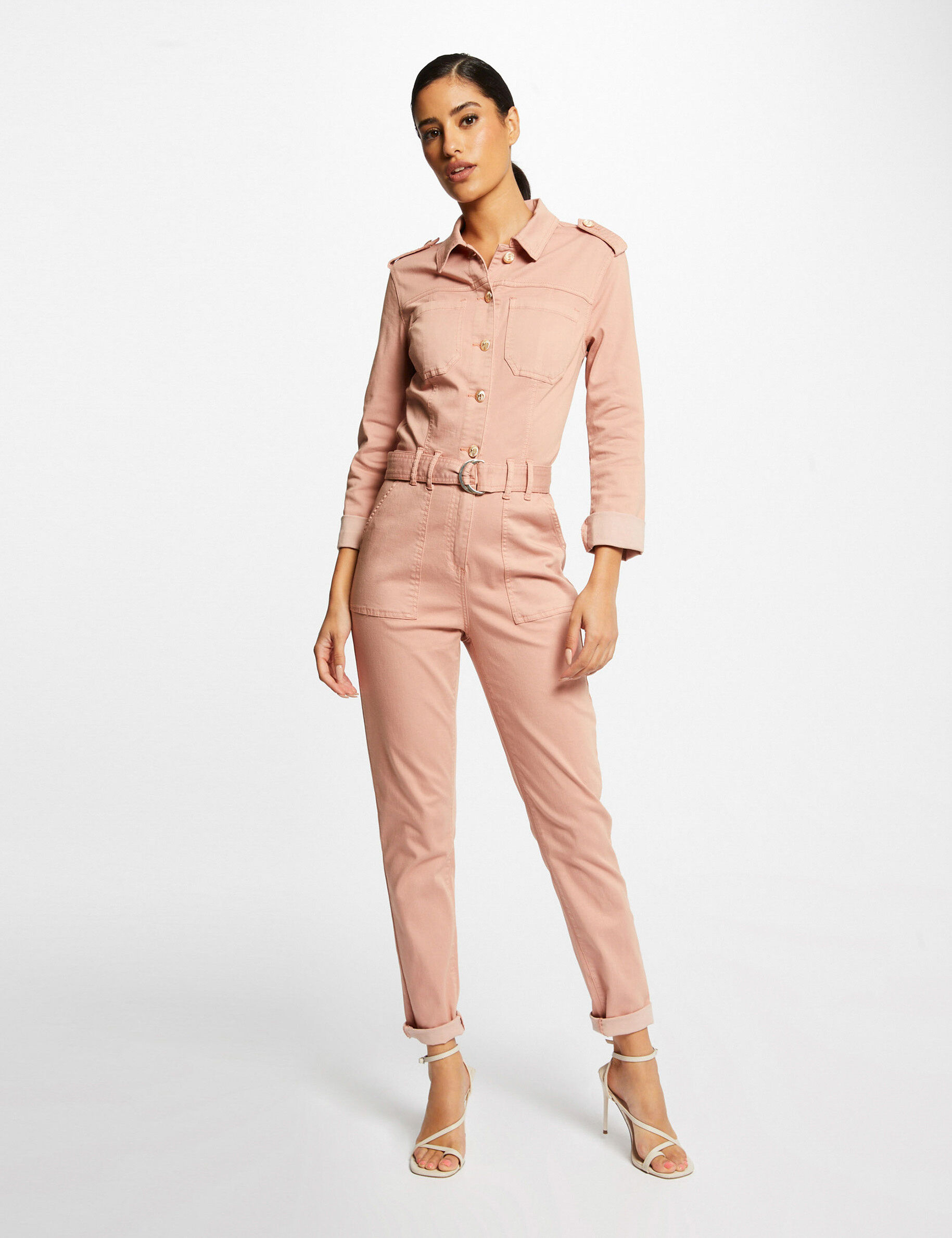 Combinaison droite ceinturée vieux rose femme - vieux_rose
