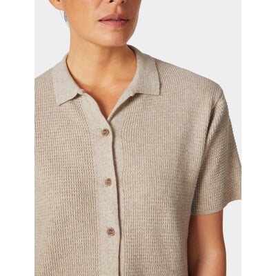 Damen-Strickpolo geknöpft, Natur