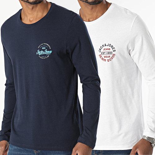 Lot De 2 Tee Shirts Mikk Blanc Bleu Marine