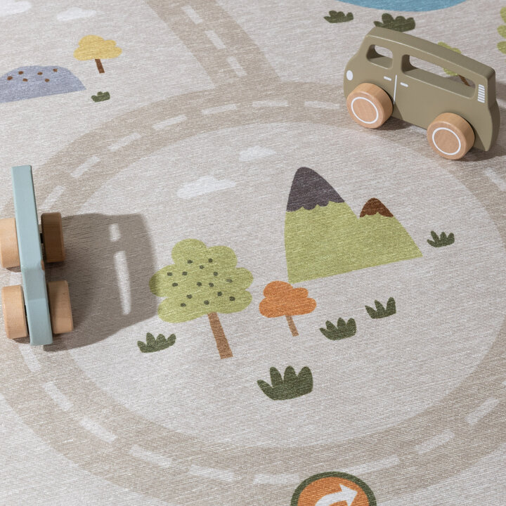 Rond speelkleed auto - Rocky Ride Grijs | Wasbaar
