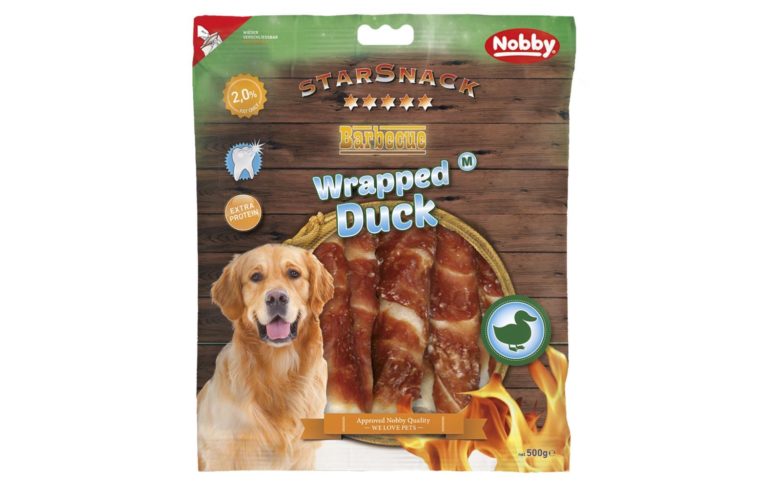 Kausnack StarSnack Barbecue Wrapped Duck M, 500 gKauspass für gesunde Zähne