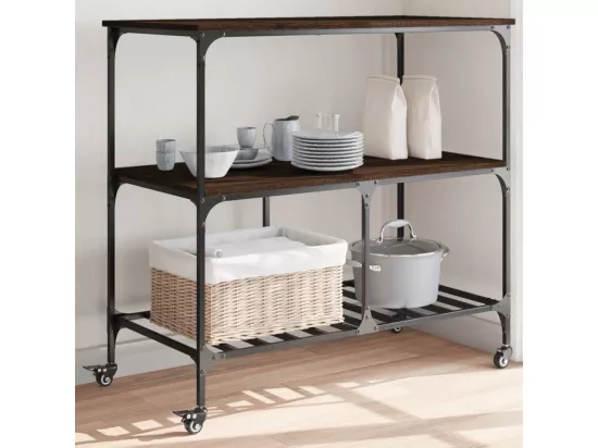 Chariot de cuisine chêne marron 100x50x95 cm bois d'ingénierie