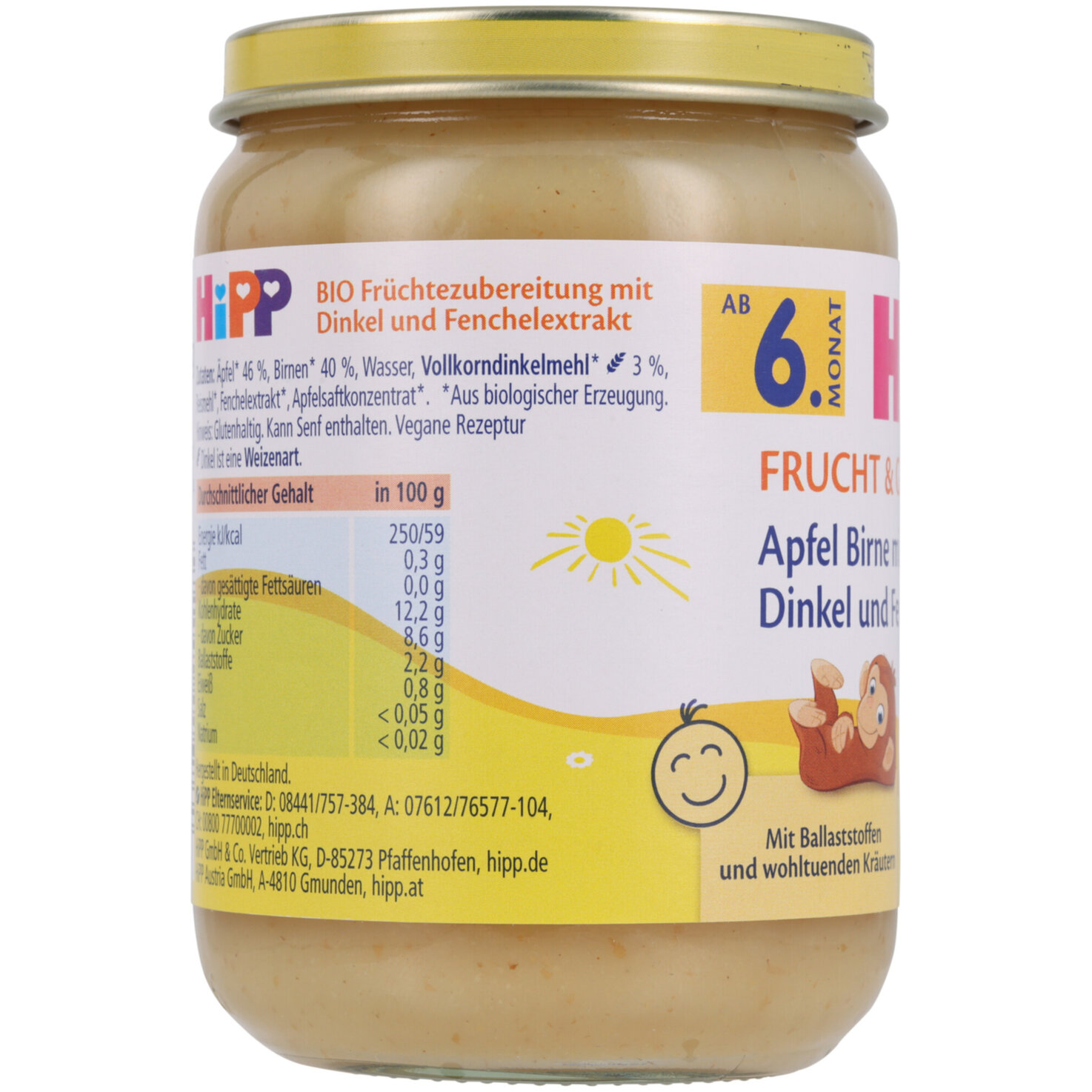 Hipp Apfel Birne mit Dinkel & Fenchel 6+ Monate